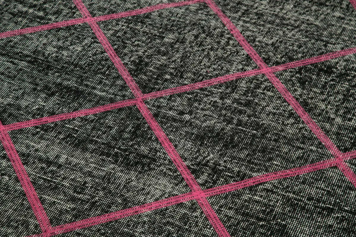 Modern Halı- Siyah Pamuk Üzerine Yün El Dokuma Halı-140x330 - Görsel 5