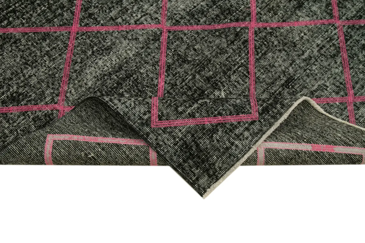 Modern Halı- Siyah Pamuk Üzerine Yün El Dokuma Halı-140x330 - Görsel 6