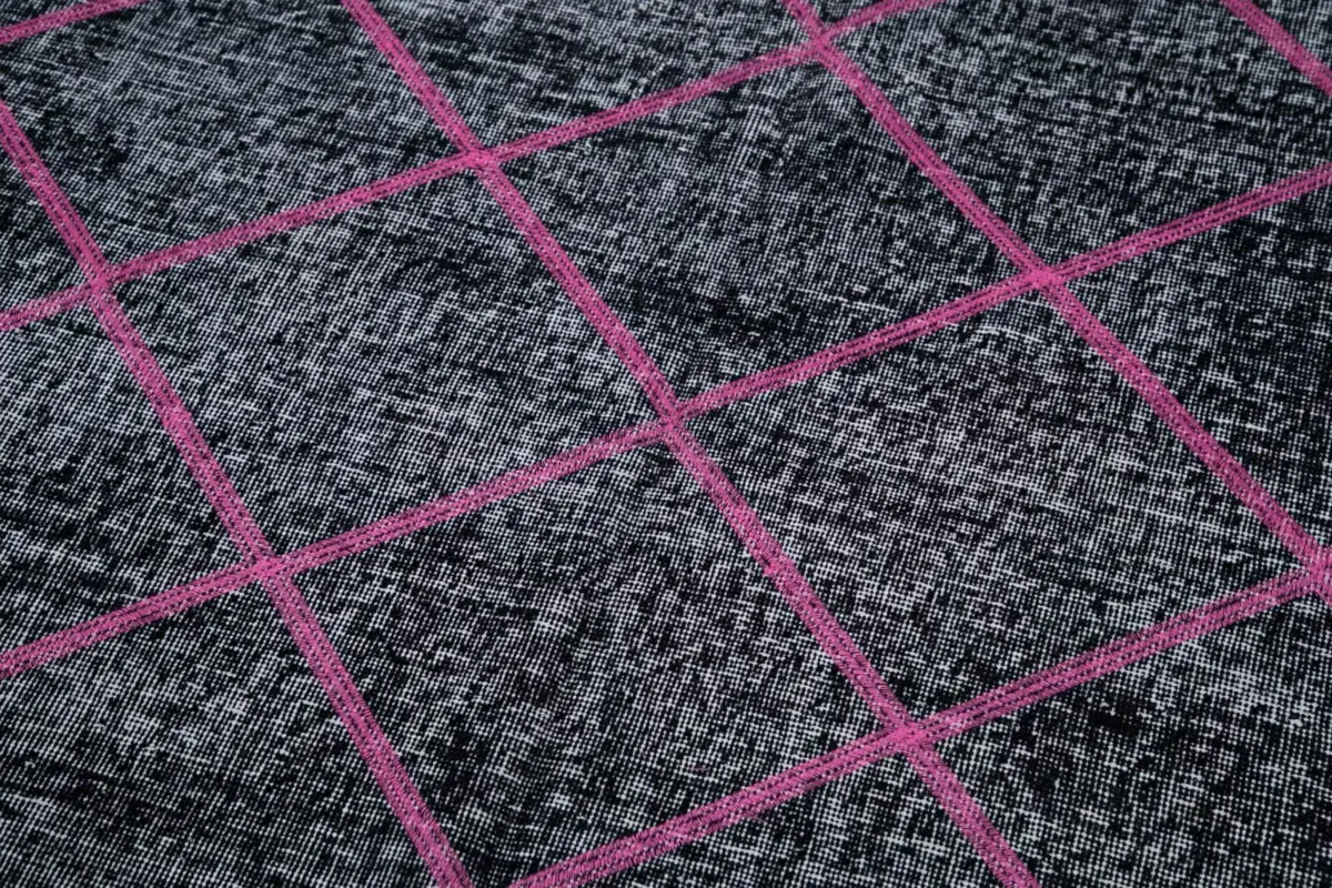 Modern Halı- Siyah Pamuk Üzerine Yün El Dokuma Halı-140x330 - Görsel 7