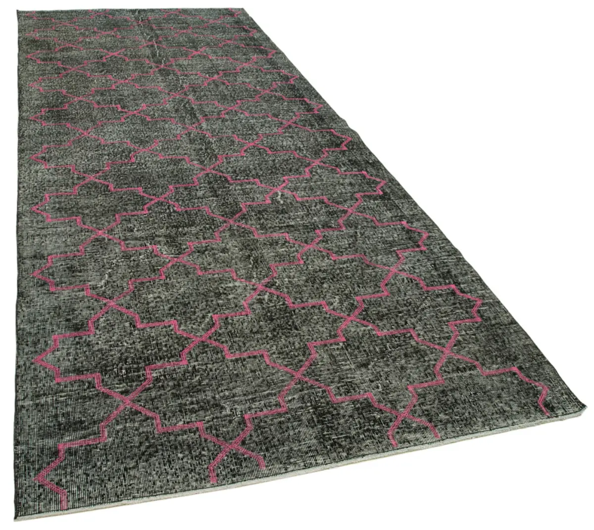 Modern Halı- Siyah Pamuk Üzerine Yün El Dokuma Halı-146x388 - Görsel 2