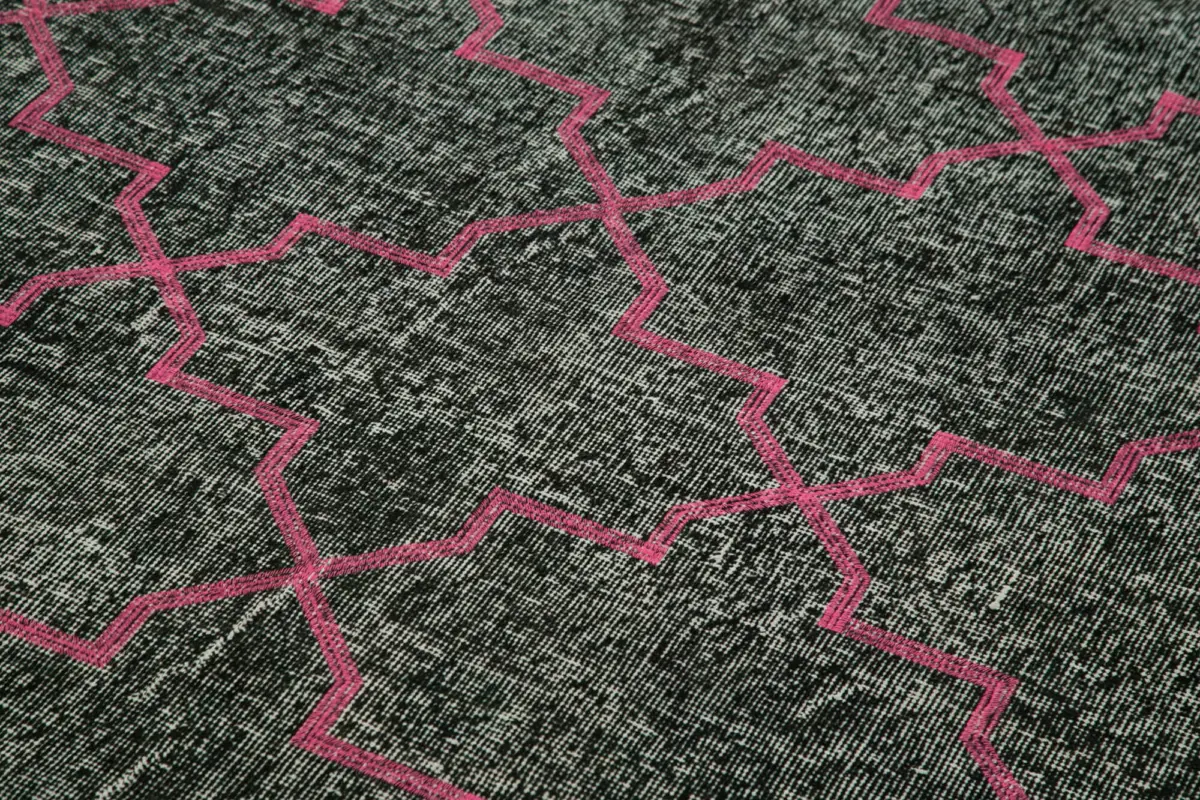 Modern Halı- Siyah Pamuk Üzerine Yün El Dokuma Halı-146x388 - Görsel 5