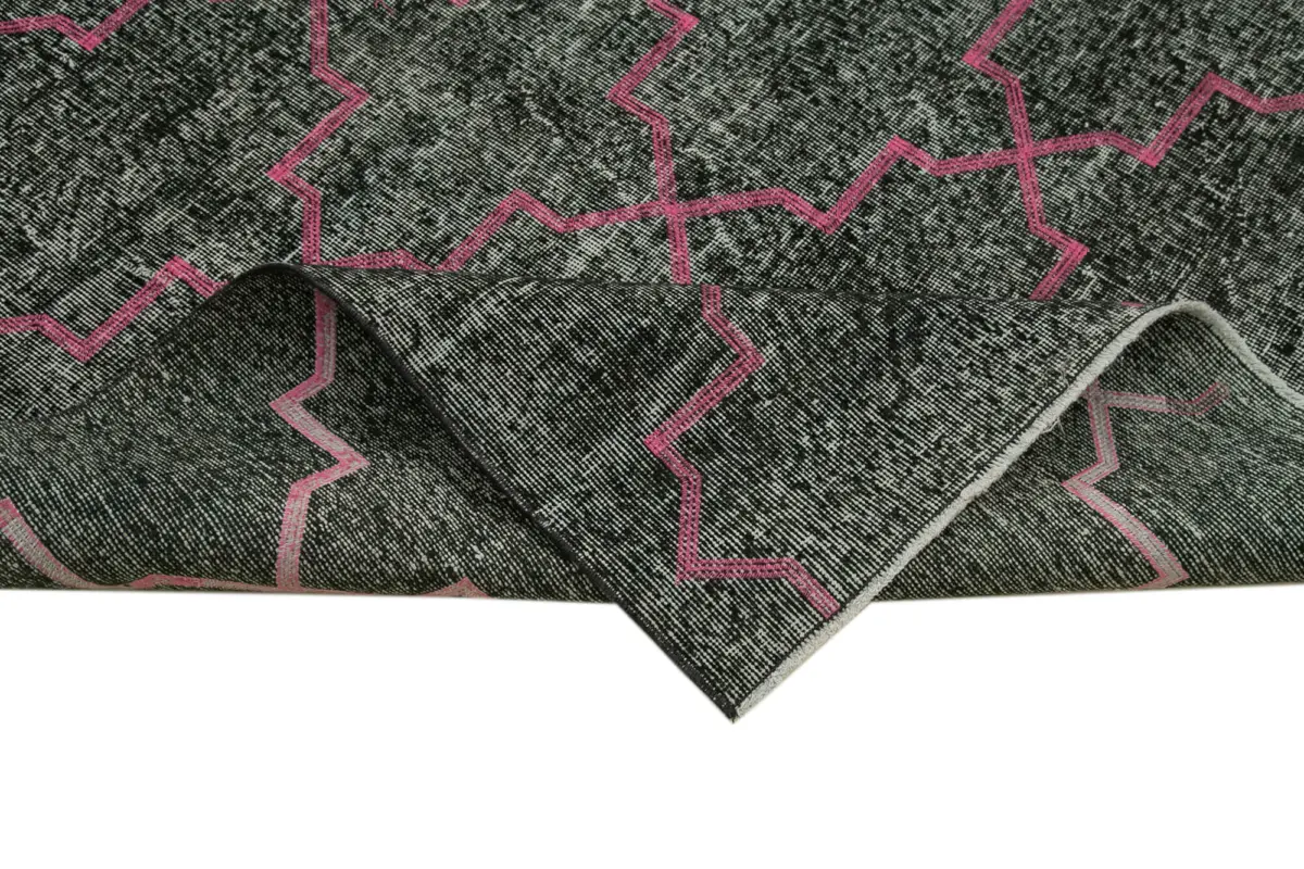 Modern Halı- Siyah Pamuk Üzerine Yün El Dokuma Halı-146x388 - Görsel 6