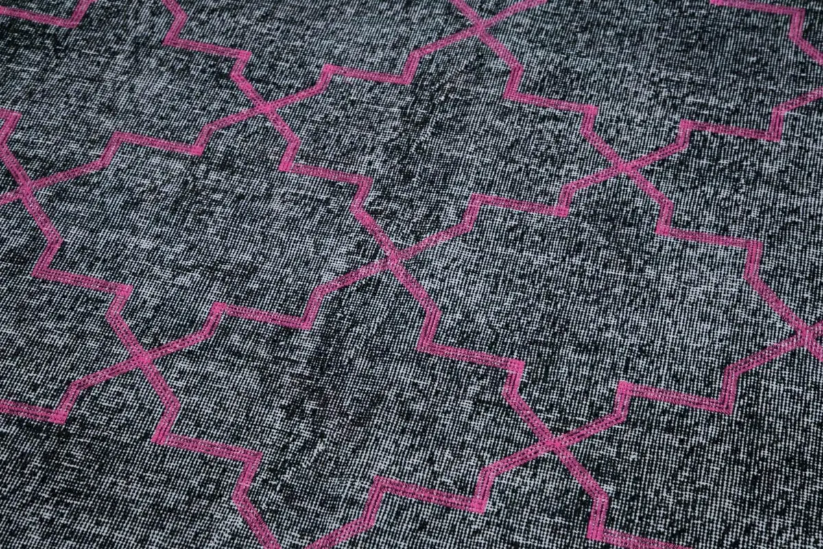 Modern Halı- Siyah Pamuk Üzerine Yün El Dokuma Halı-146x388 - Görsel 7