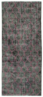 Modern Halı- Siyah Pamuk Üzerine Yün El Dokuma Halı-146x352