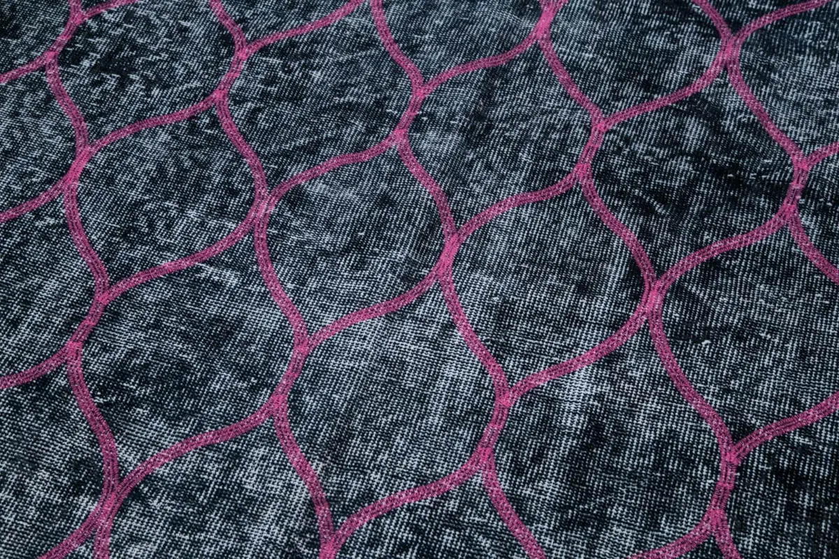 Modern Halı- Siyah Pamuk Üzerine Yün El Dokuma Halı-146x352 - Görsel 7