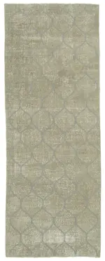 Modern Halı- Gri Pamuk Üzerine Yün El Dokuma Halı-111x303