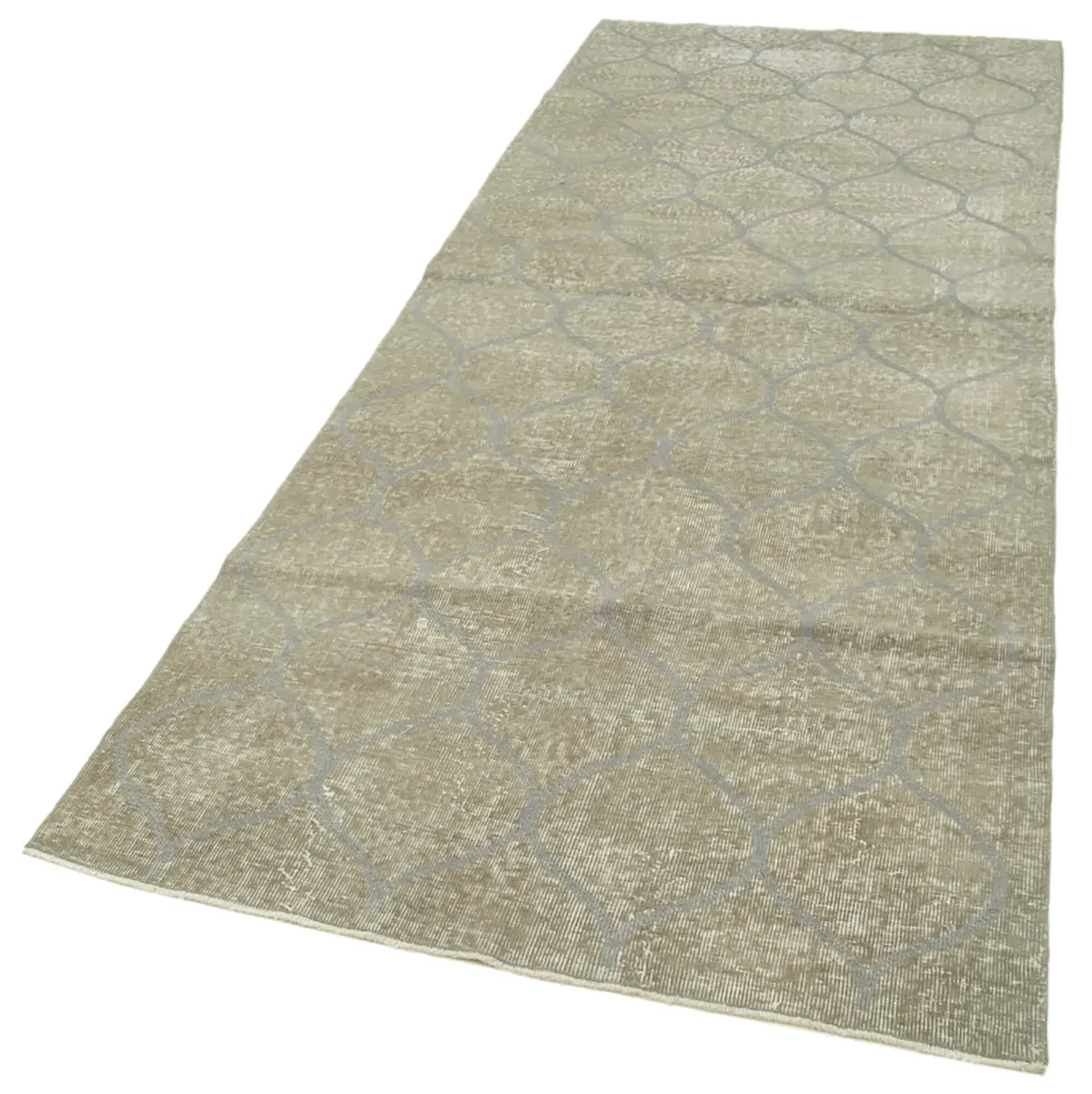 Modern Halı- Gri Pamuk Üzerine Yün El Dokuma Halı-111x303 - Görsel 3