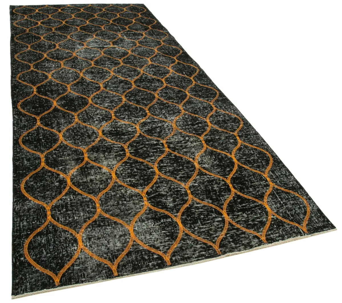 Modern Halı- Siyah Pamuk Üzerine Yün El Dokuma Halı-144x364 - Görsel 2