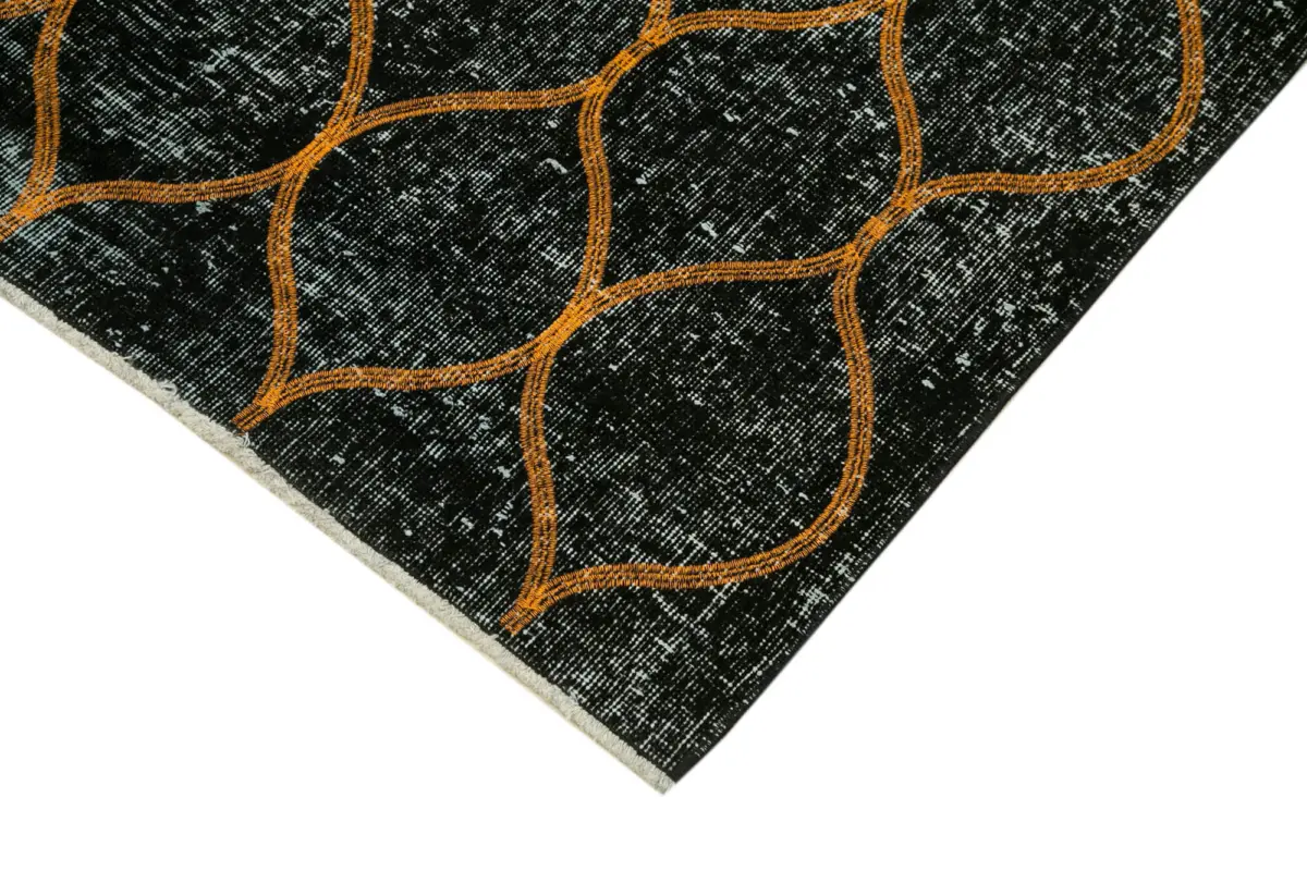 Modern Halı- Siyah Pamuk Üzerine Yün El Dokuma Halı-144x364 - Görsel 4