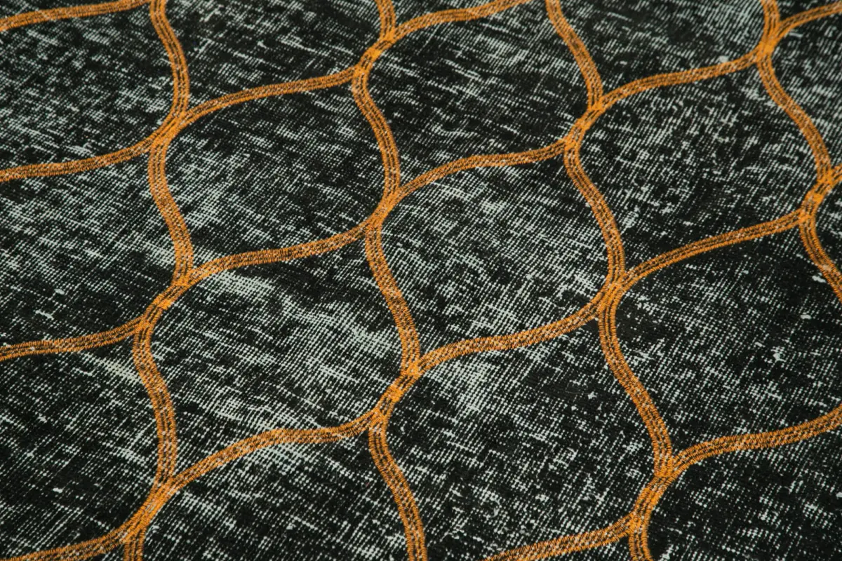 Modern Halı- Siyah Pamuk Üzerine Yün El Dokuma Halı-144x364 - Görsel 5