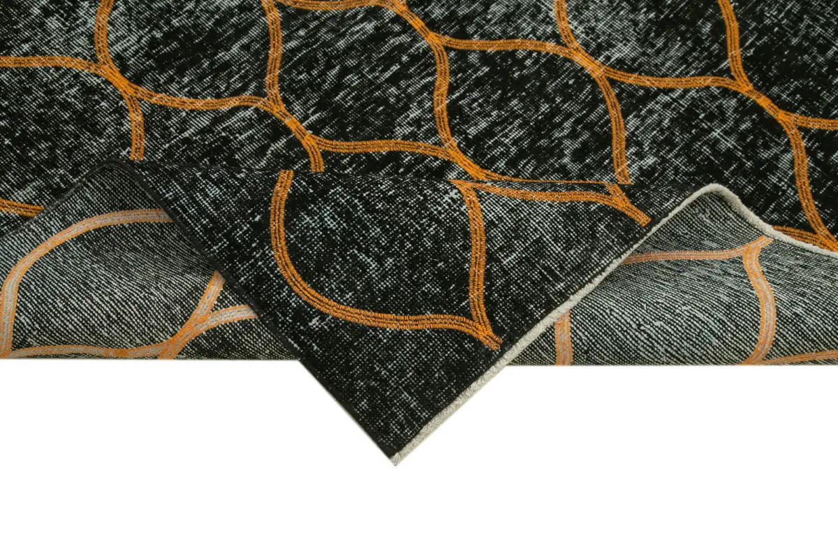 Modern Halı- Siyah Pamuk Üzerine Yün El Dokuma Halı-144x364 - Görsel 6