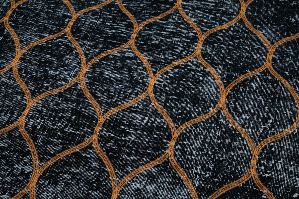 Modern Halı- Siyah Pamuk Üzerine Yün El Dokuma Halı-144x364 - Görsel 7