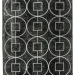 Modern Halı- Siyah Pamuk Üzerine Yün El Dokuma Halı-137x390