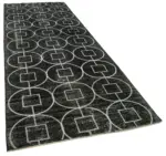 Modern Halı- Siyah Pamuk Üzerine Yün El Dokuma Halı-137x390 - Görsel 2