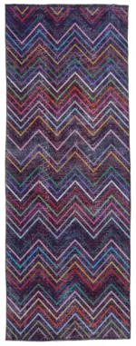 Modern Halı- mor Pamuk Üzerine Yün El Dokuma Halı-136x377