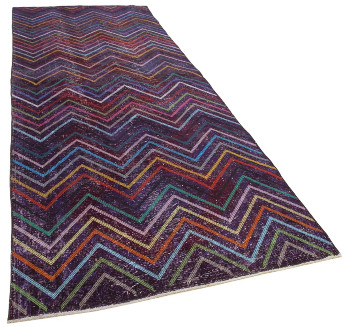 Modern Halı- mor Pamuk Üzerine Yün El Dokuma Halı-136x377 - Görsel 2