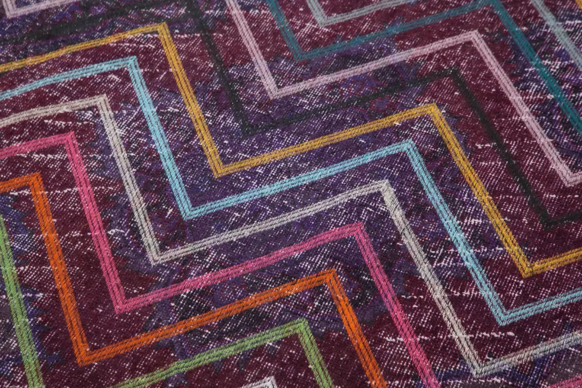 Modern Halı- mor Pamuk Üzerine Yün El Dokuma Halı-136x377 - Görsel 5