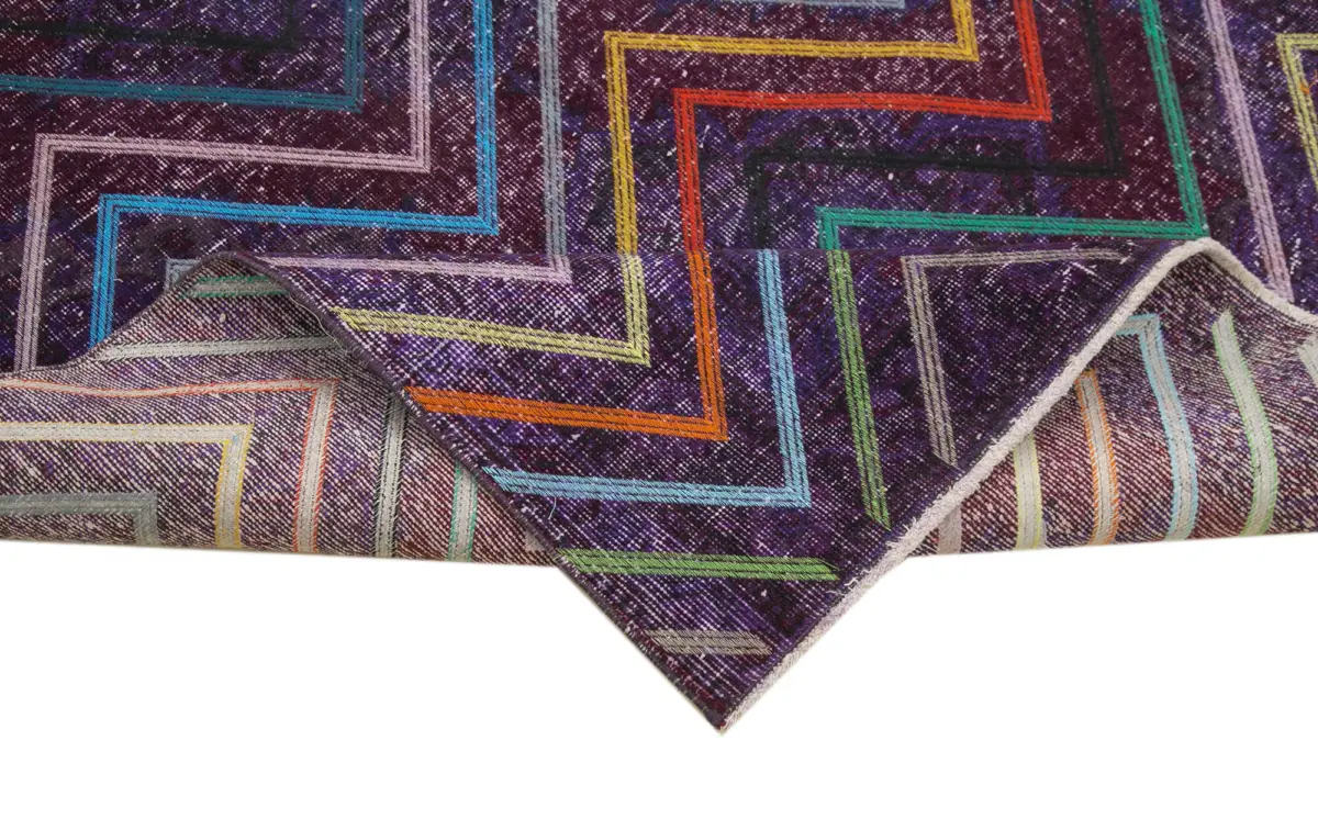 Modern Halı- mor Pamuk Üzerine Yün El Dokuma Halı-136x377 - Görsel 6