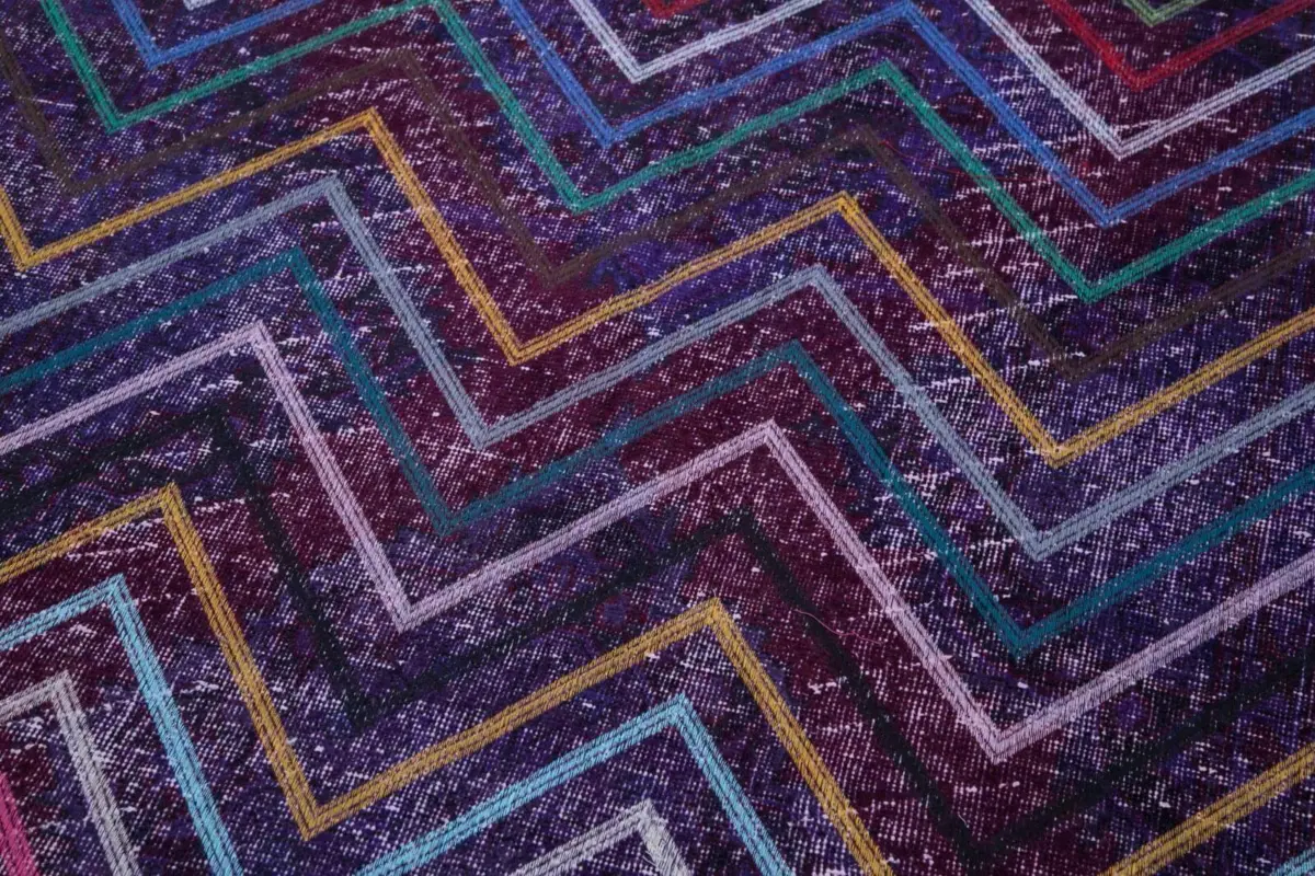 Modern Halı- mor Pamuk Üzerine Yün El Dokuma Halı-136x377 - Görsel 7