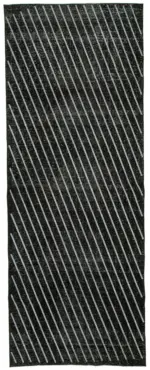 Modern Halı- Siyah Pamuk Üzerine Yün El Dokuma Halı-150x400