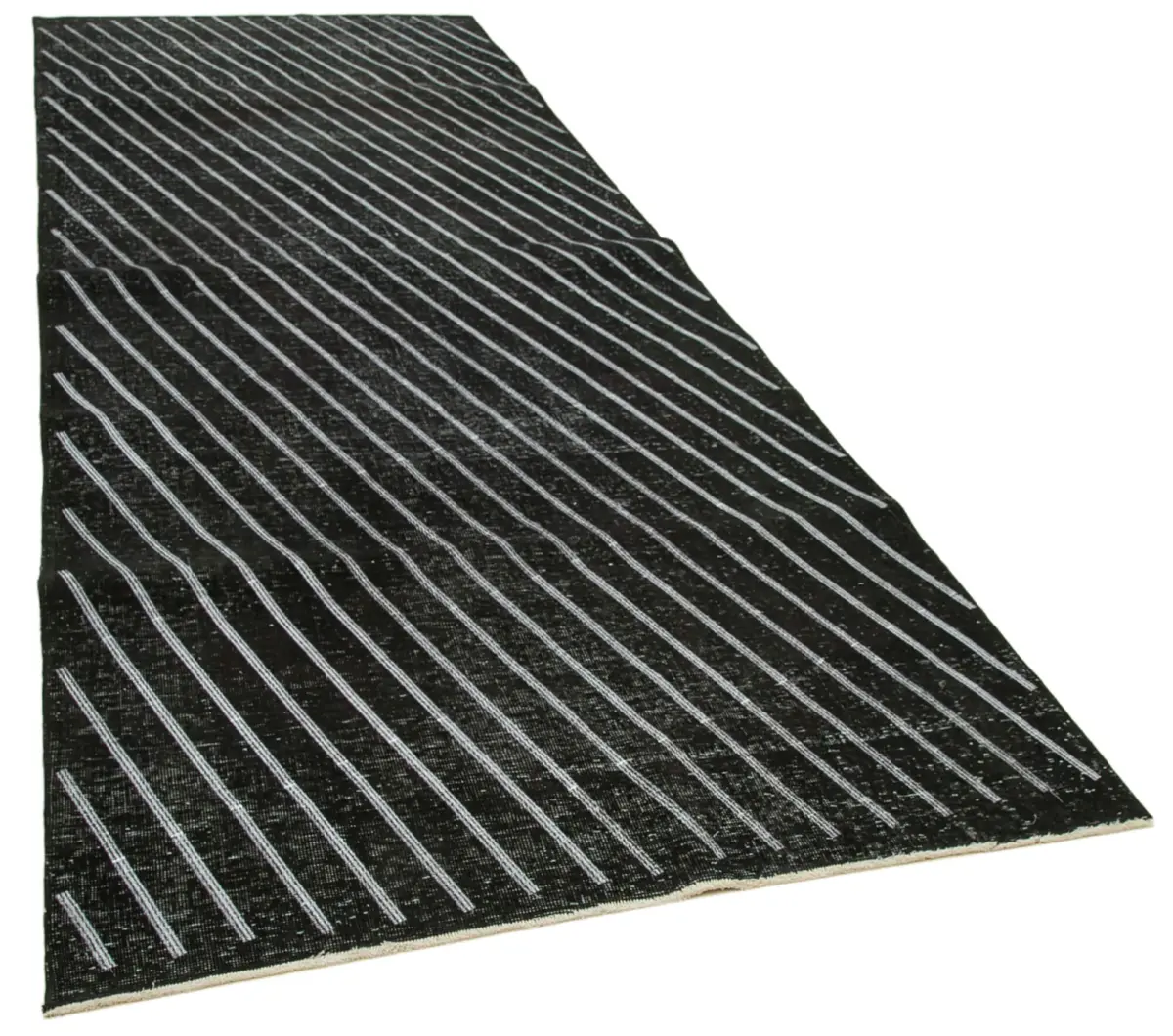 Modern Halı- Siyah Pamuk Üzerine Yün El Dokuma Halı-150x400 - Görsel 2