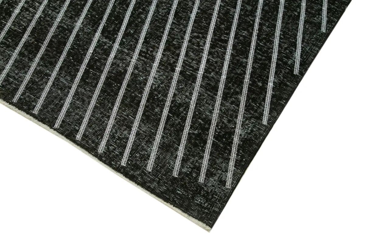 Modern Halı- Siyah Pamuk Üzerine Yün El Dokuma Halı-150x400 - Görsel 4