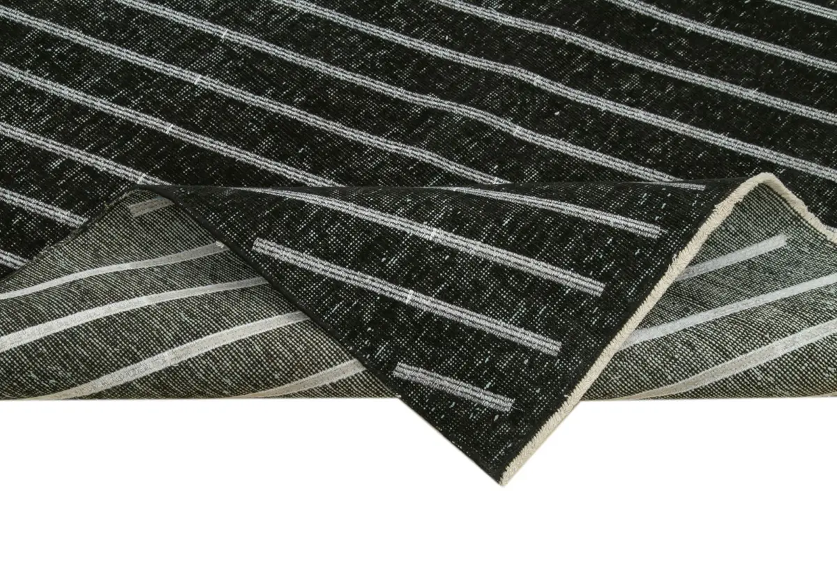 Modern Halı- Siyah Pamuk Üzerine Yün El Dokuma Halı-150x400 - Görsel 6