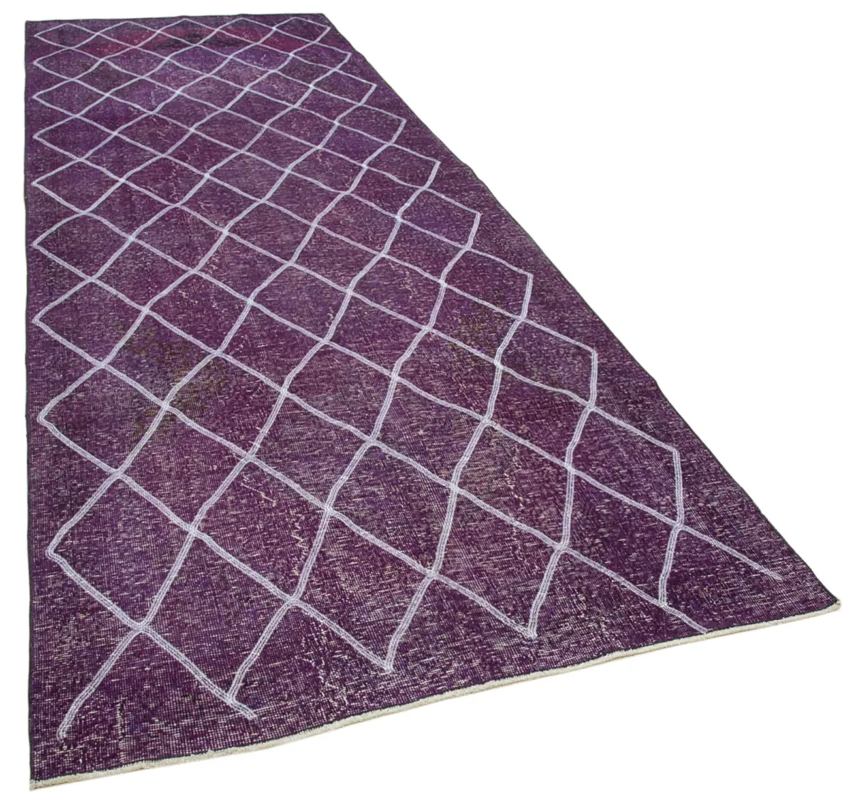 Modern Halı- Mor Pamuk Üzerine Yün El Dokuma Halı-139x392 - Görsel 2