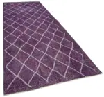 Modern Halı- Mor Pamuk Üzerine Yün El Dokuma Halı-139x392 - Görsel 2