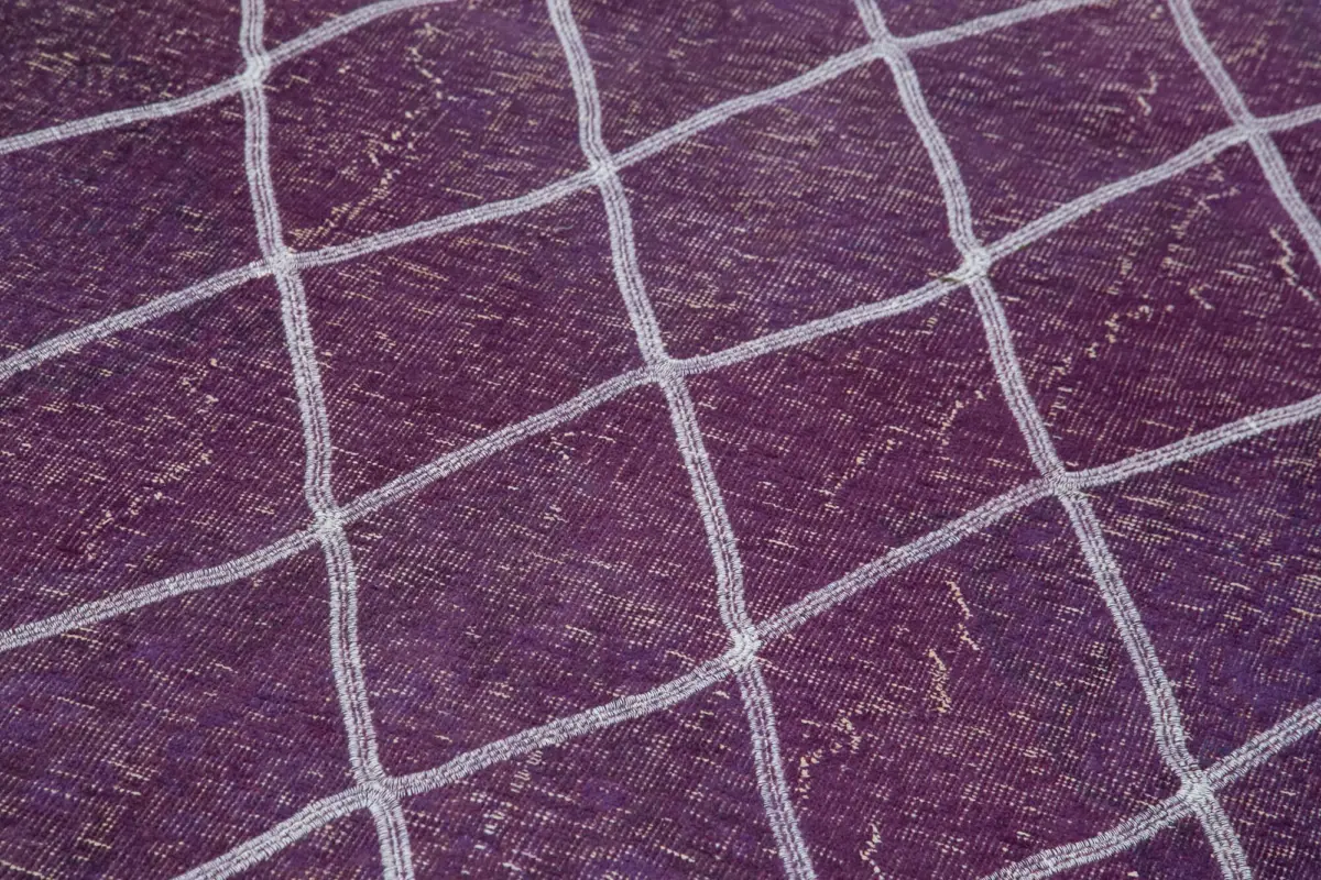 Modern Halı- Mor Pamuk Üzerine Yün El Dokuma Halı-139x392 - Görsel 5
