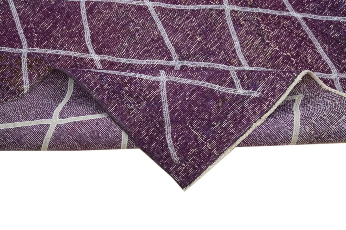 Modern Halı- Mor Pamuk Üzerine Yün El Dokuma Halı-139x392 - Görsel 6