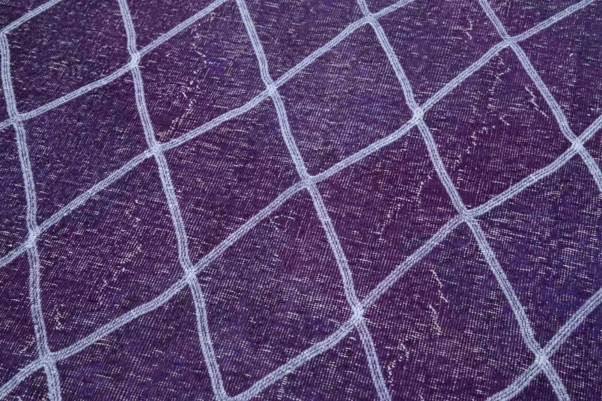 Modern Halı- Mor Pamuk Üzerine Yün El Dokuma Halı-139x392 - Görsel 7