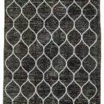 Modern Halı- Siyah Pamuk Üzerine Yün El Dokuma Halı-146x399