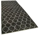 Modern Halı- Siyah Pamuk Üzerine Yün El Dokuma Halı-146x399 - Görsel 2