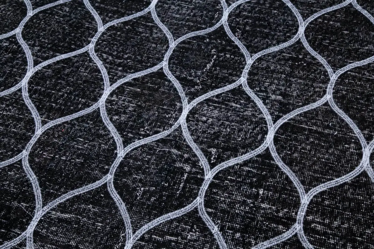 Modern Halı- Siyah Pamuk Üzerine Yün El Dokuma Halı-146x399 - Görsel 7