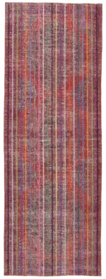 Modern Halı- Pembe Pamuk Üzerine Yün El Dokuma Halı-138x390