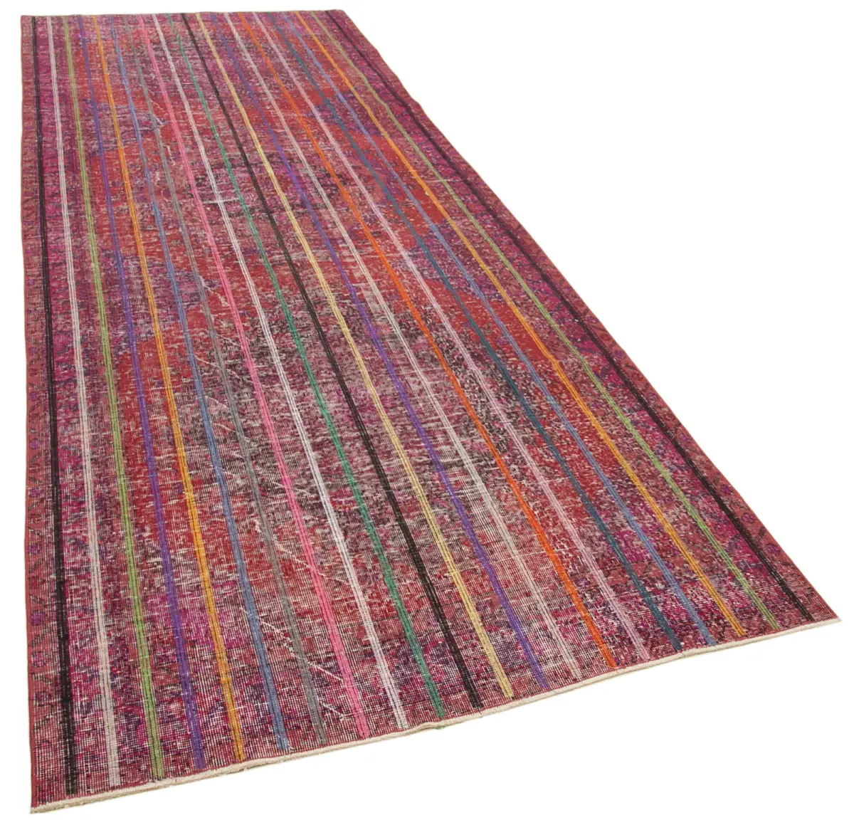 Modern Halı- Pembe Pamuk Üzerine Yün El Dokuma Halı-138x390 - Görsel 2