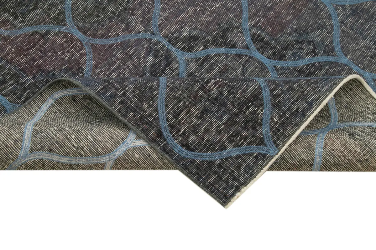 Modern Halı- Mavi Pamuk Üzerine Yün El Dokuma Halı-139x398 - Görsel 6