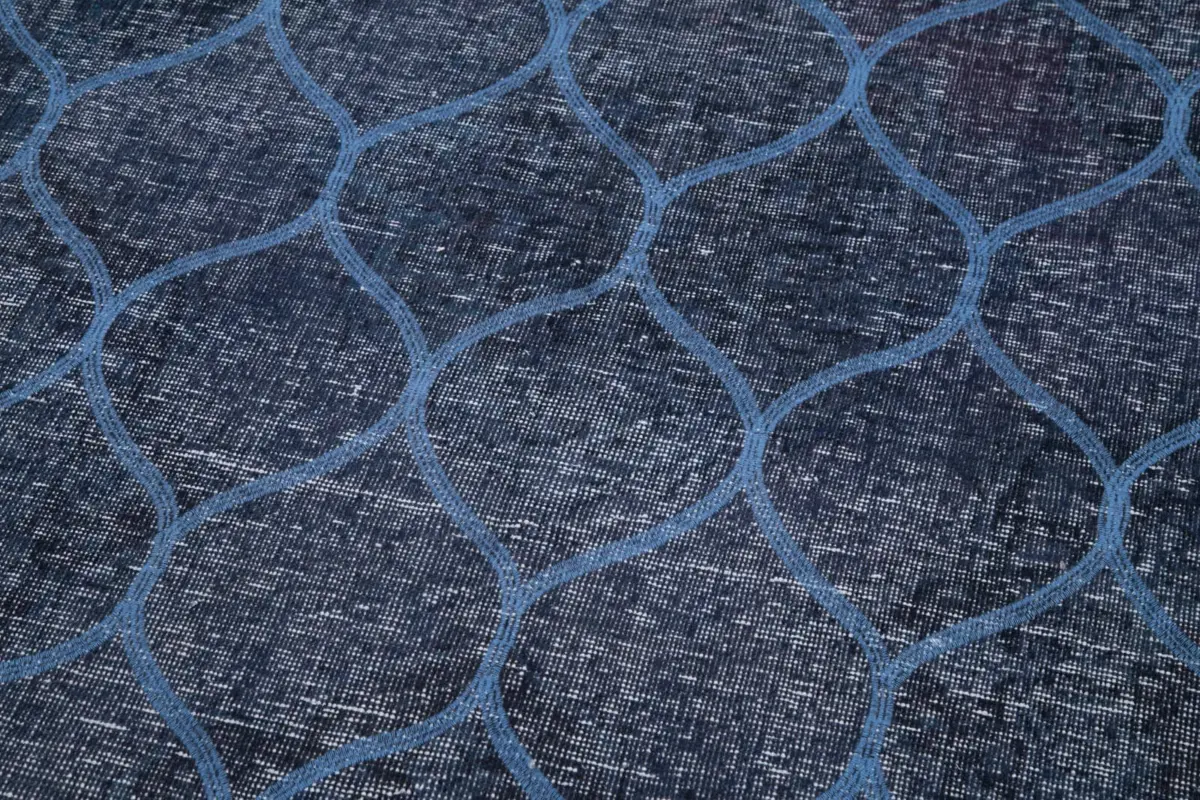 Modern Halı- Mavi Pamuk Üzerine Yün El Dokuma Halı-139x398 - Görsel 7