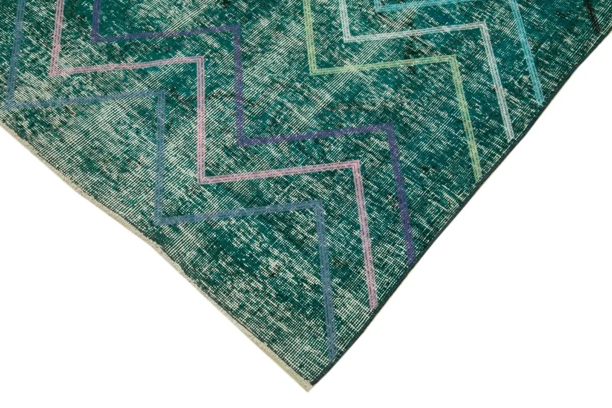 Modern Halı- Turkuaz Pamuk Üzerine Yün El Dokuma Halı-139x368 - Görsel 4