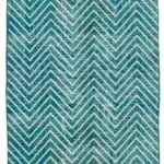 Modern Halı- Turkuaz Pamuk Üzerine Yün El Dokuma Halı-143x400