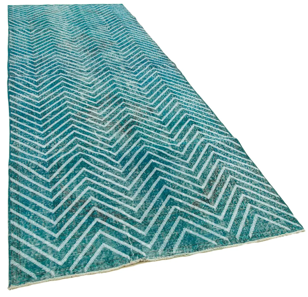 Modern Halı- Turkuaz Pamuk Üzerine Yün El Dokuma Halı-143x400 - Görsel 2