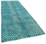 Modern Halı- Turkuaz Pamuk Üzerine Yün El Dokuma Halı-143x400 - Görsel 2