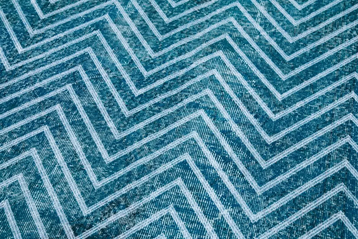 Modern Halı- Turkuaz Pamuk Üzerine Yün El Dokuma Halı-143x400 - Görsel 7