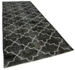 Modern Halı- Siyah Pamuk Üzerine Yün El Dokuma Halı-147x383 - Görsel 2