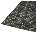 Modern Halı- Siyah Pamuk Üzerine Yün El Dokuma Halı-147x383 - Görsel 3