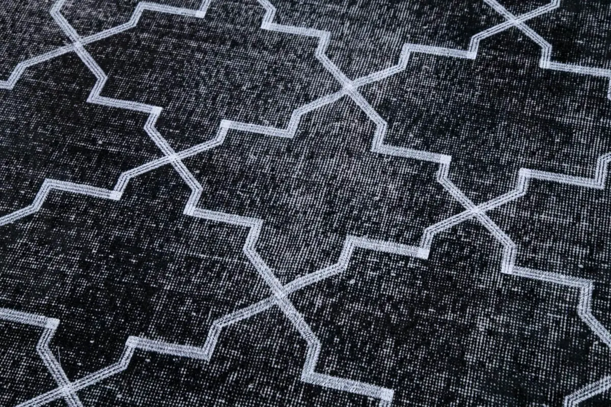 Modern Halı- Siyah Pamuk Üzerine Yün El Dokuma Halı-147x383 - Görsel 7