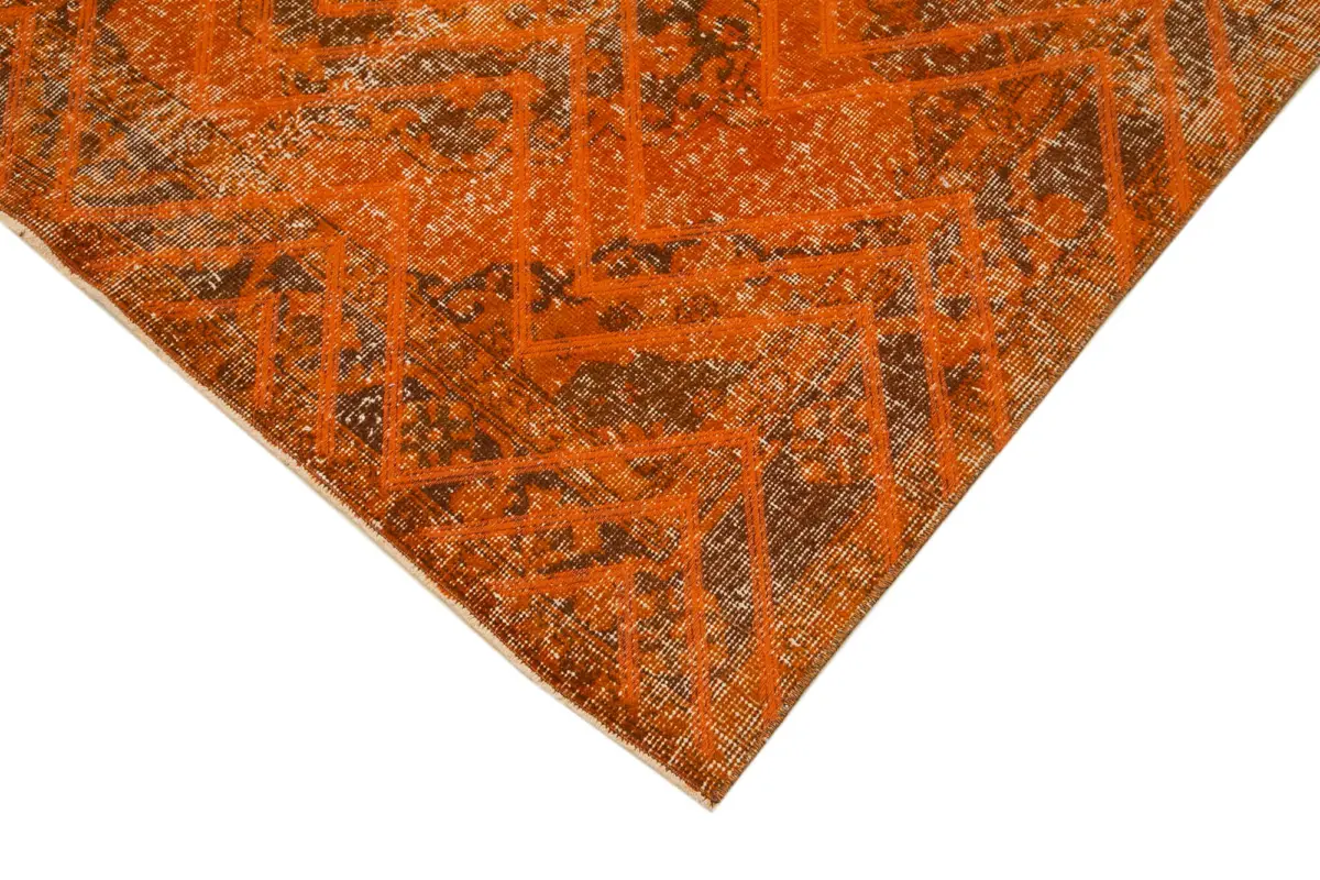 Modern Halı- Turuncu Pamuk Üzerine Yün El Dokuma Halı-138x382 - Görsel 4