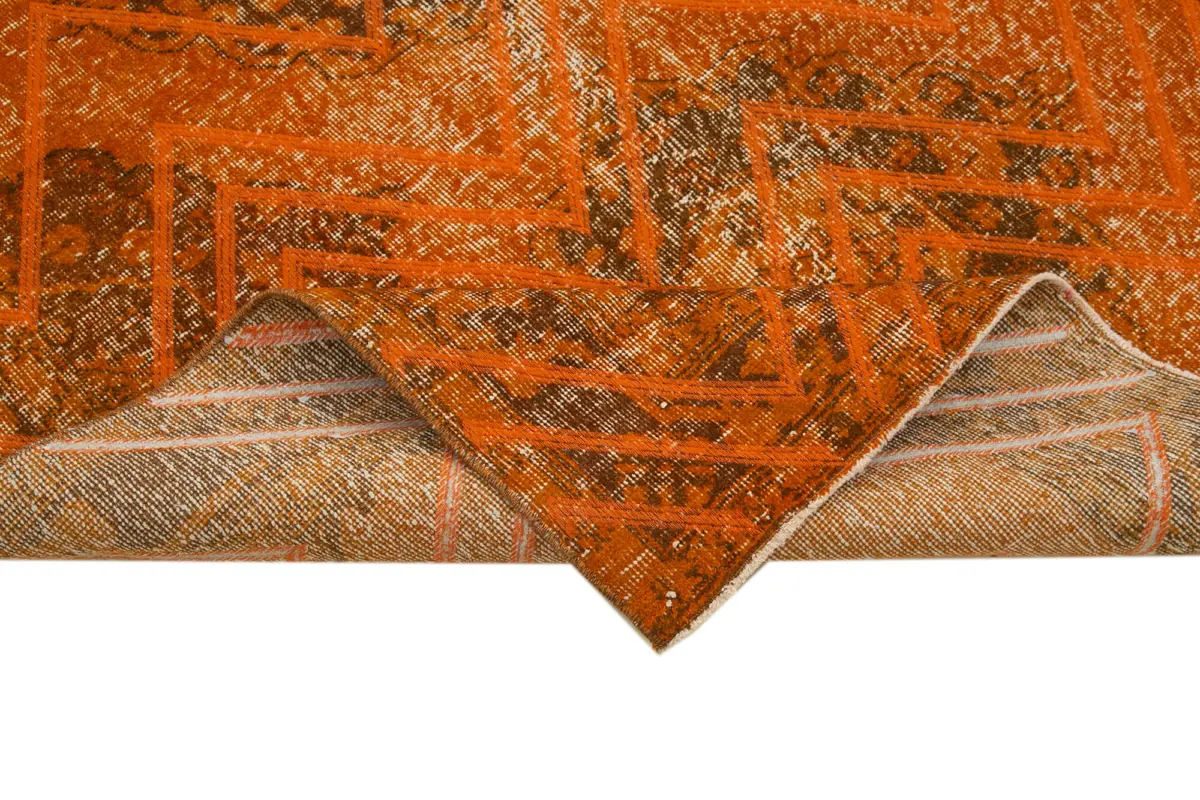 Modern Halı- Turuncu Pamuk Üzerine Yün El Dokuma Halı-138x382 - Görsel 6