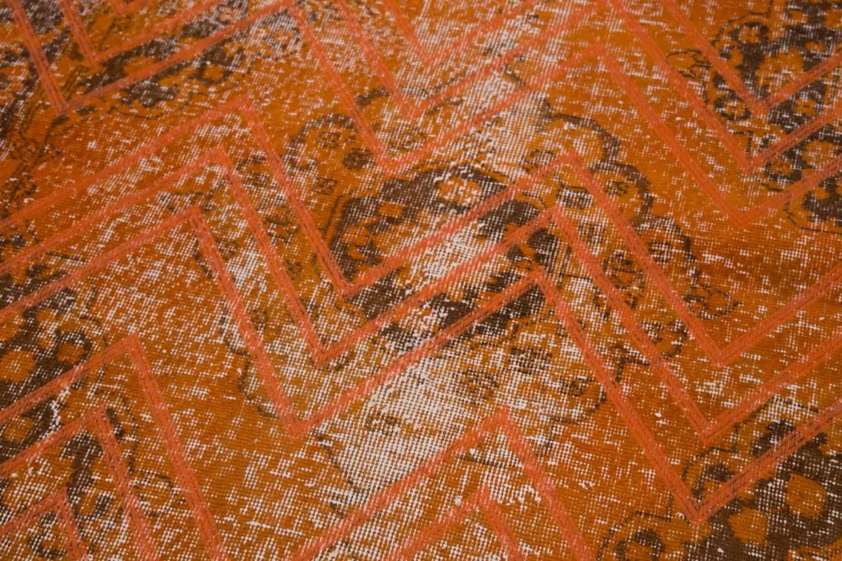 Modern Halı- Turuncu Pamuk Üzerine Yün El Dokuma Halı-138x382 - Görsel 7